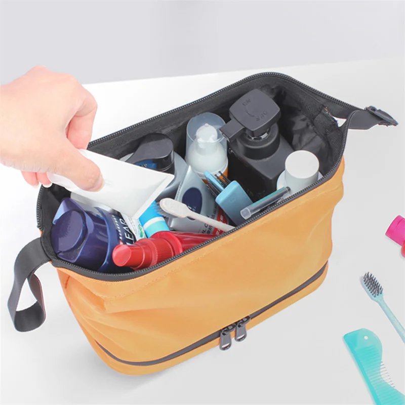 

Мужская туалетная сумка двойной слой косметики сумки, Портативная сумка для хранения косметики, вместительный органайзер для путешествий