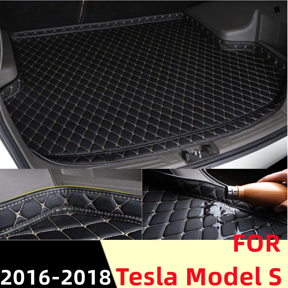 

Коврик для багажника автомобиля Tesla Model S 2016-18, для любой погоды, XPE, высокая боковая Задняя накладка для груза, коврик, подкладка для багажника...