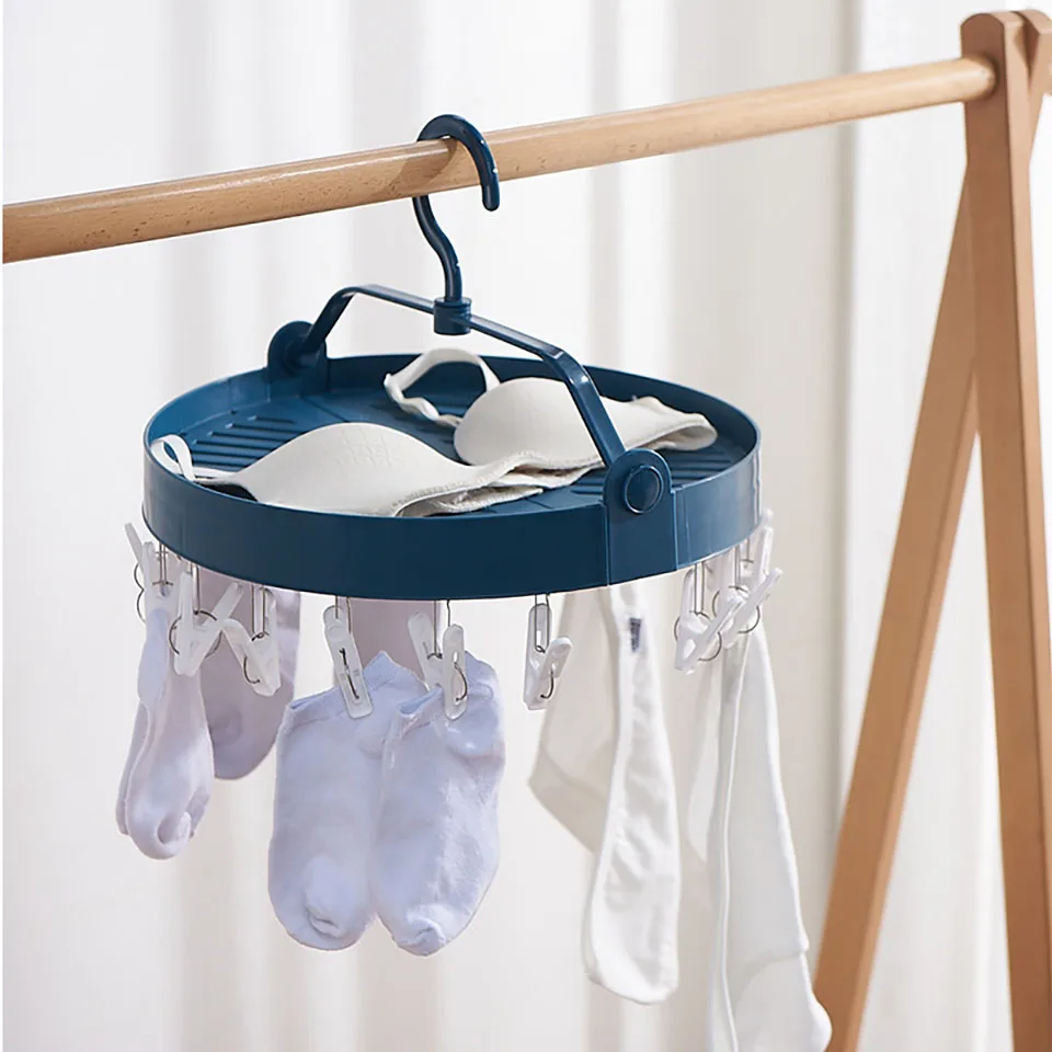 

Folding Hanger Clothes Clips Plastic Drying Rack Socks Underwear Hanger Multifunctional Storage Rack Windproof Clothes Rack