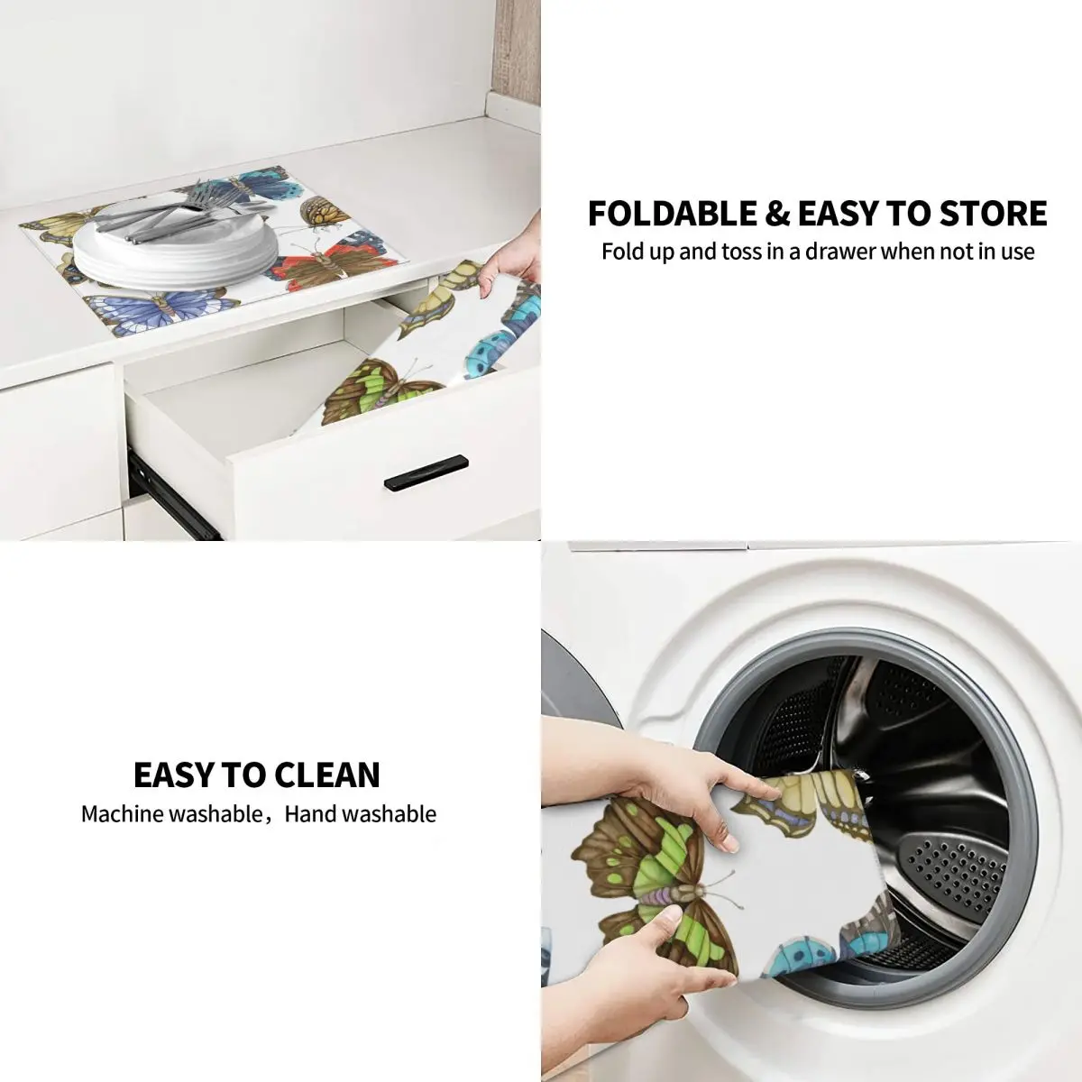 Коврик для сушки посуды кухонный водный коврик с бабочками сушилка Впитывающий