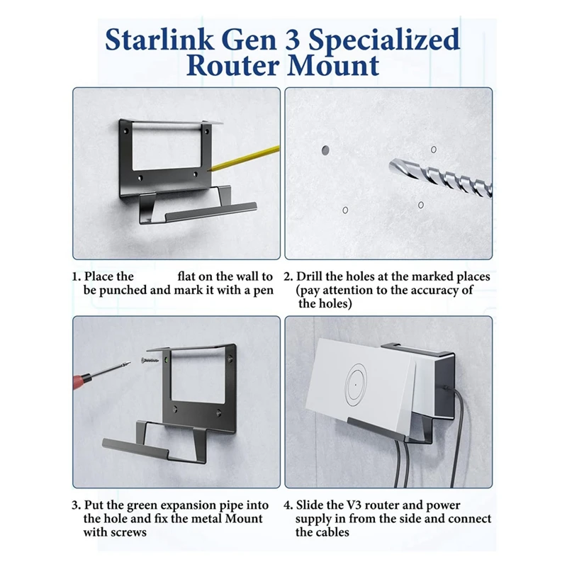 For Starlink Gen 3 Router Mount Mesh Gen3 &amp Power Supply 2-In-1 Metal Wall Kit Mounting