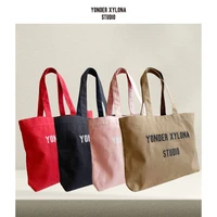 2022 new canvas tote bag daily gym bag casual shoulder bag solid color unisex bag environmentally friendly shopping shopper bag