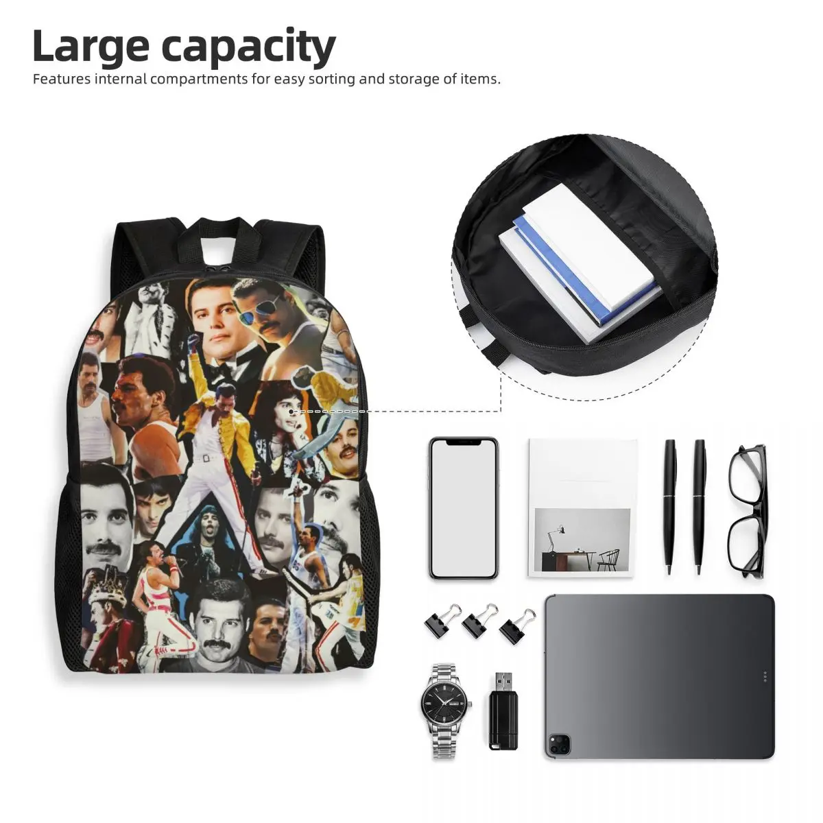 Рюкзаки для колледжа Freddie Mercury с 3D-принтом мальчиков и девочек дорожные сумки