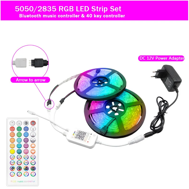 Светодиодная лента 5050 водонепроницаемая Rgb подсветка телевизора музыка Bluetooth