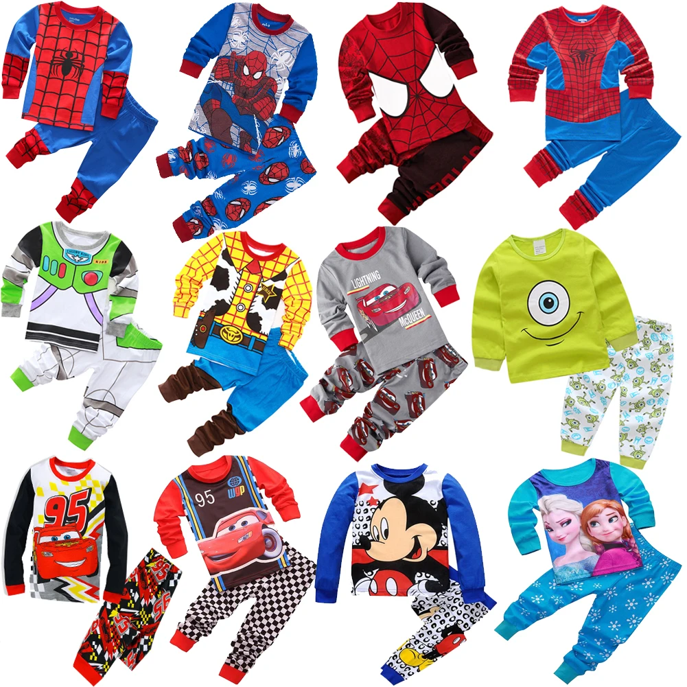 

Spring Autumn Children's Mickey Clothing Sets Boys Sleepwear Clothes Kids Spider Pajamas Set Baby Girls Cotton Cartoon Pijamas