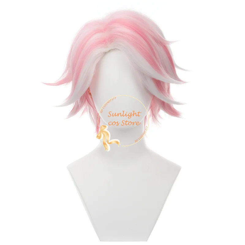 Ангел/Пыльный Парик 30 см Короткие Розовые Белые Парики Пыль Ange Косплей Аниме