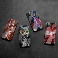 marvels the avengers thanos phone case tempered glass for iphone 13 12 mini 11 pro xr xs max 8 x 7 plus se 2020 cover