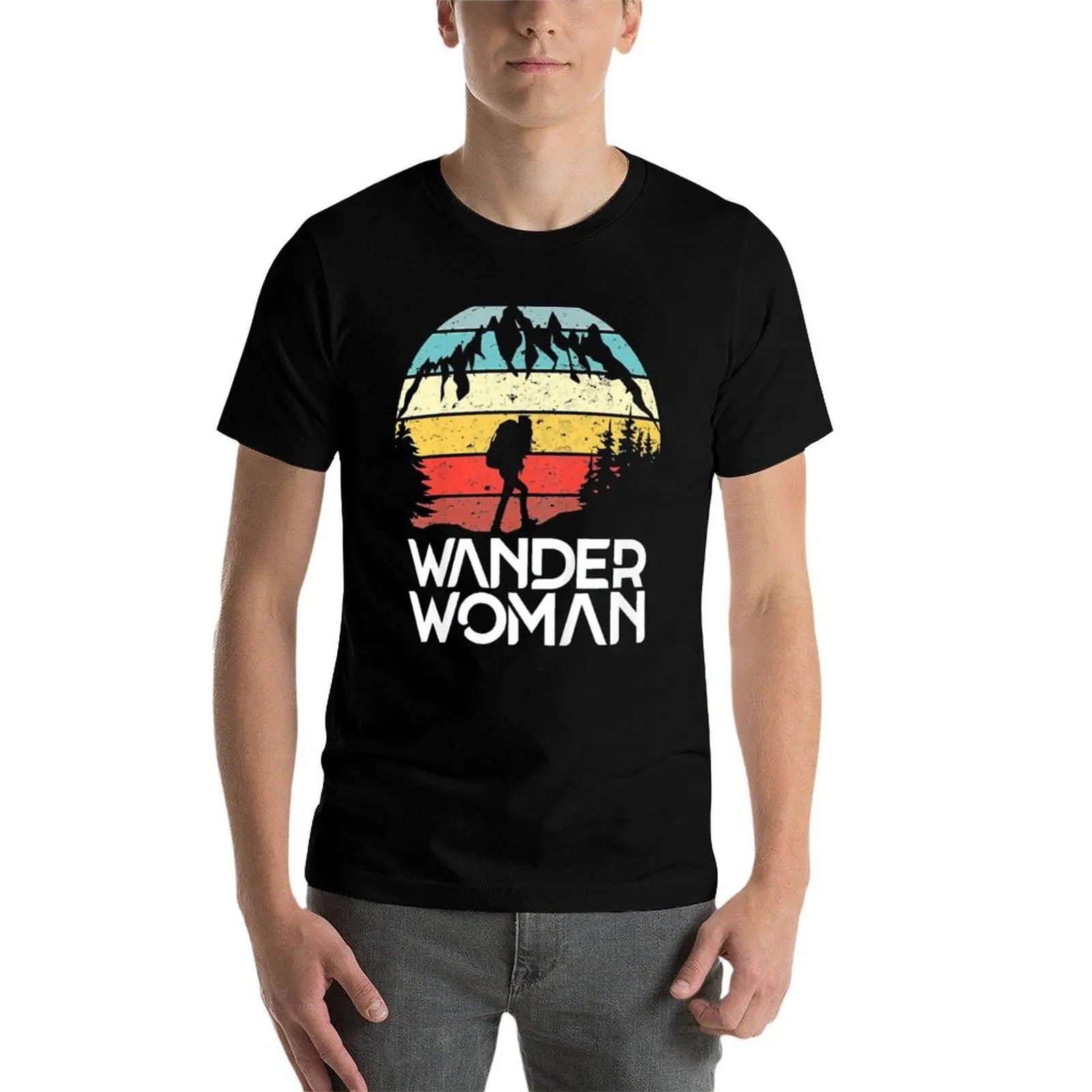 Фото Футболка Wander, женская футболка, мужская хлопковая футболка, мужская футболка с графическим принтом, винтажная футболка для мужчин №3