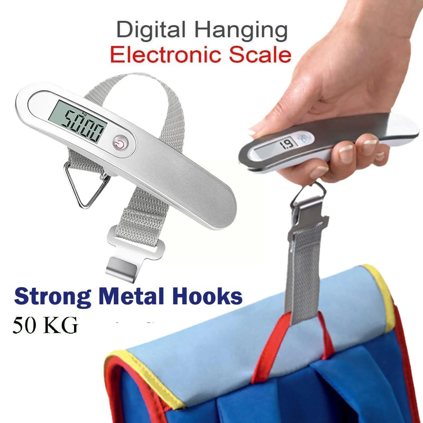 

Цифровые весы для багажа с ЖК-дисплеем, 50 кг x 10 г