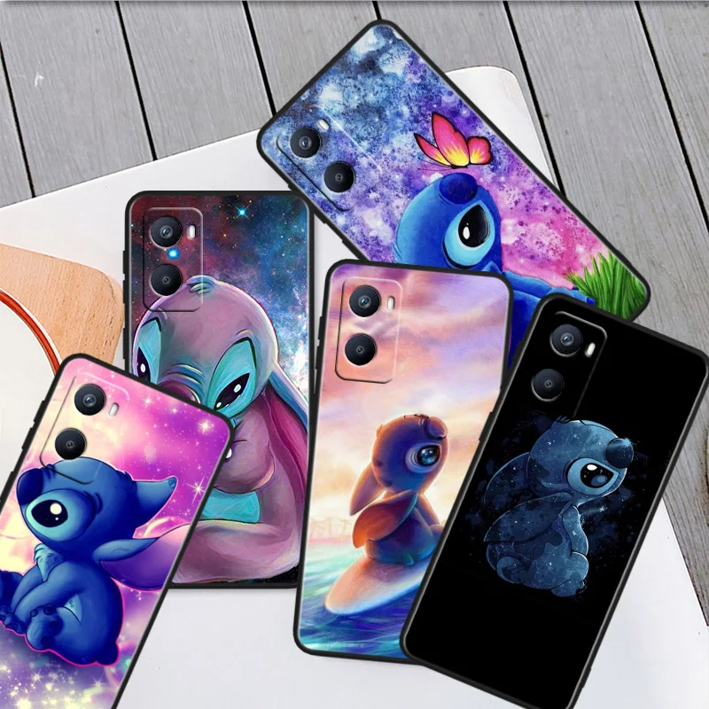 

Cute Anime Stitch Art Phone Case For OPPO A56S A55 A54S A53S A52 A33 A32 A31 A16S A16 A12 A11S A9 A5 2020 Black Cover