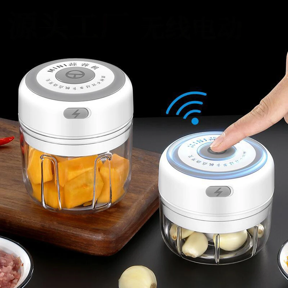 

Electric Vegetable Chopper Garlic Masher Crusher 100/250ML USB Rechargeable Ginger Meat Grinder Food Processor Kitchen Gadget