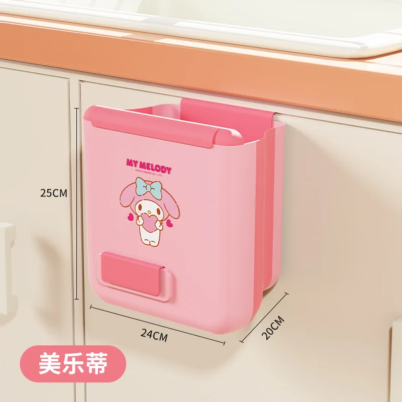 Фото Аниме-контейнер для мусора Kuromi My Melody Cinnamoroll, подвесной, складной, для автомобиля и дома, для столешницы и дверцы шкафа №4