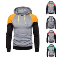 2022 spring and autumn new mens 3 color stitching round neck pullover hooded sweater casual sports hooded sweater men