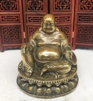 archaize brass sit lotus maitreya buddha household consecrate decoration crafts statue