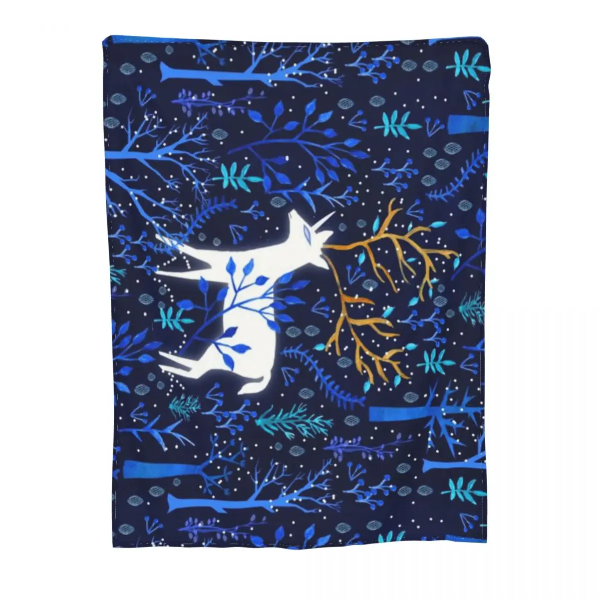 Ультрамягкое Флисовое одеяло Deericorn синего цвета