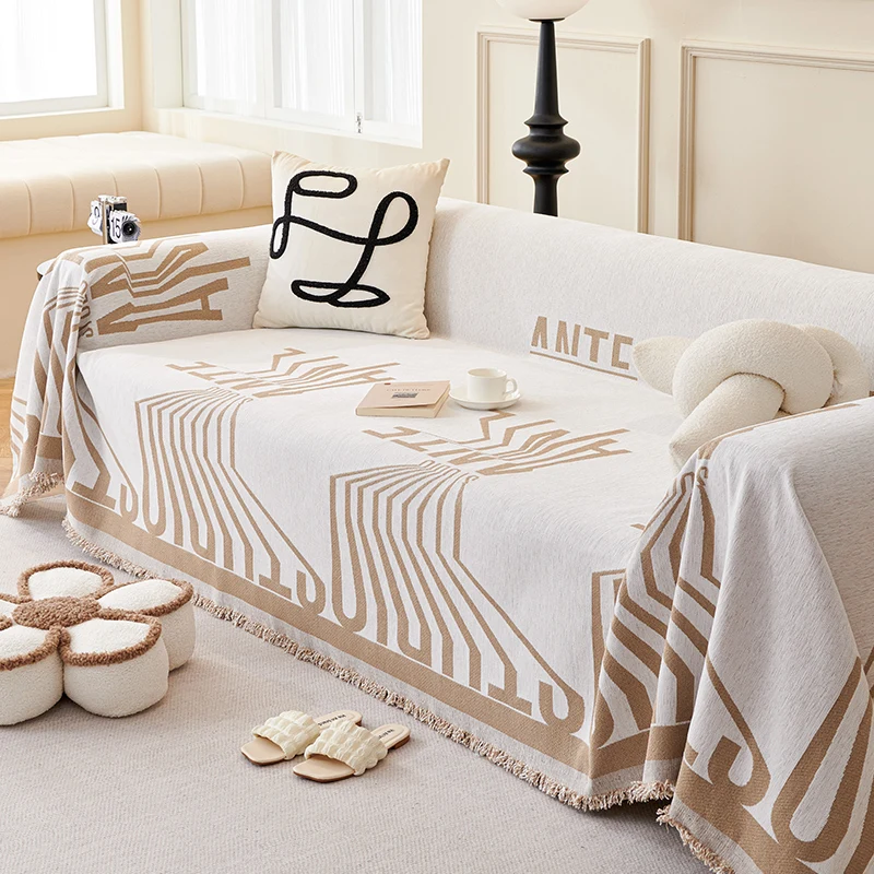 

Одеяло с кисточками в скандинавском стиле, чехол для дивана из синели, защита от пыли и кошачьих царапин, современные одеяла, одноместное полное, четыре сезона