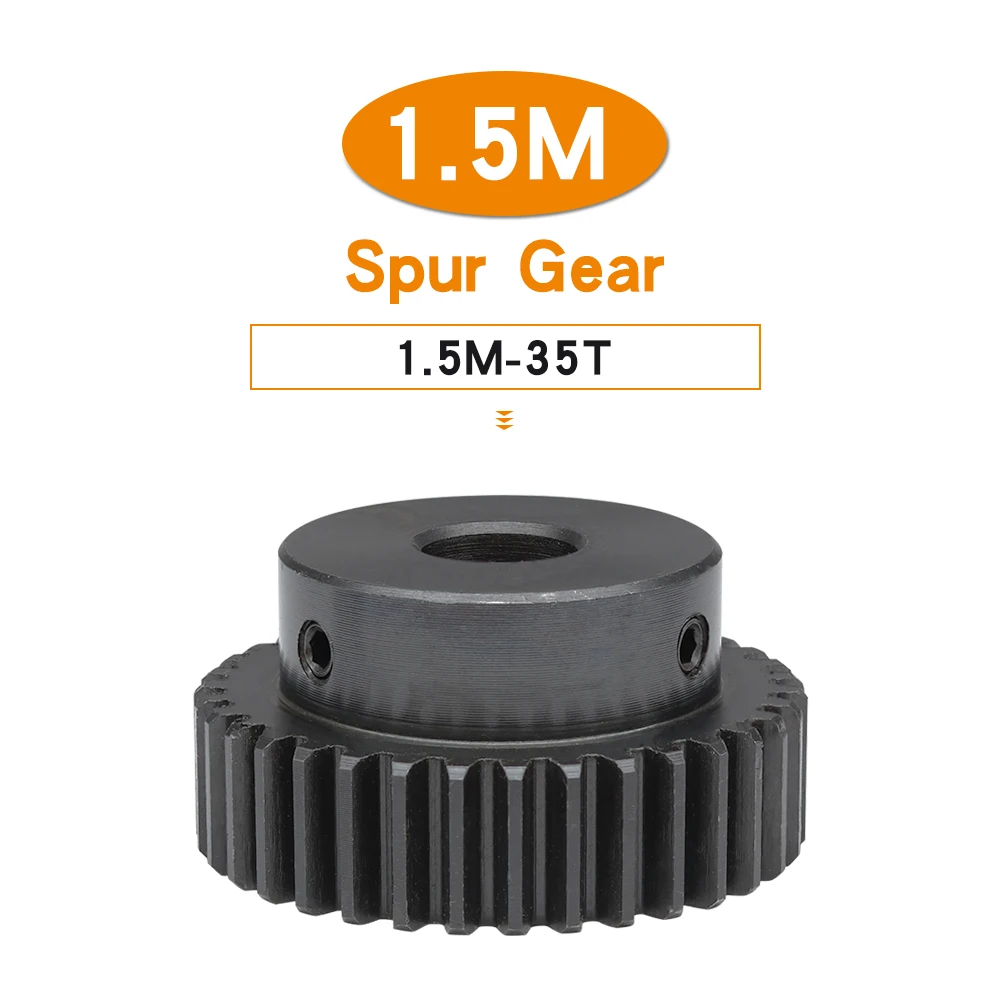 

Spur Gear 1.5 M-35T Bore Size 8/10/12/14/15/16/17/19/20/22 mm Motor Gear SC45#Carbon Steel Blackening High Frequency Quenching