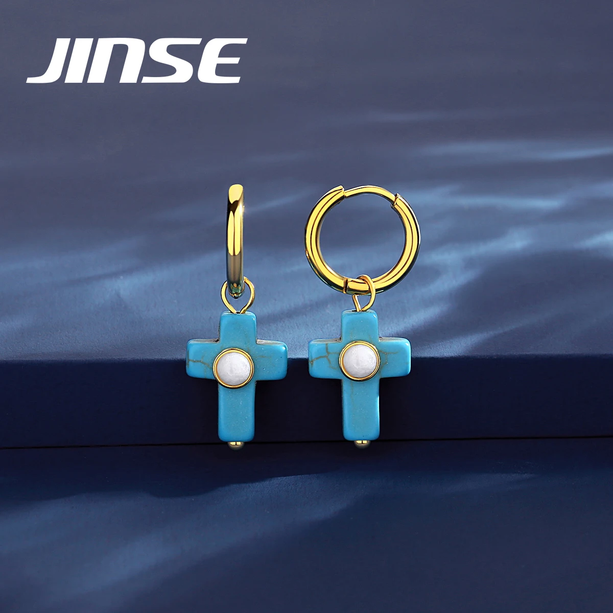 

JINSE Gold Earrings for Women 2022 Trend New Luxury Stainless Steel Piercing Hoop Earrings Unusual Cross Wedding Earring Jewelry