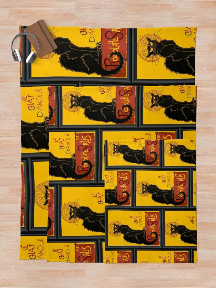 Le Chat D Amour черный кот в рамке векторное одеяло для пикника роскошные утолщенные