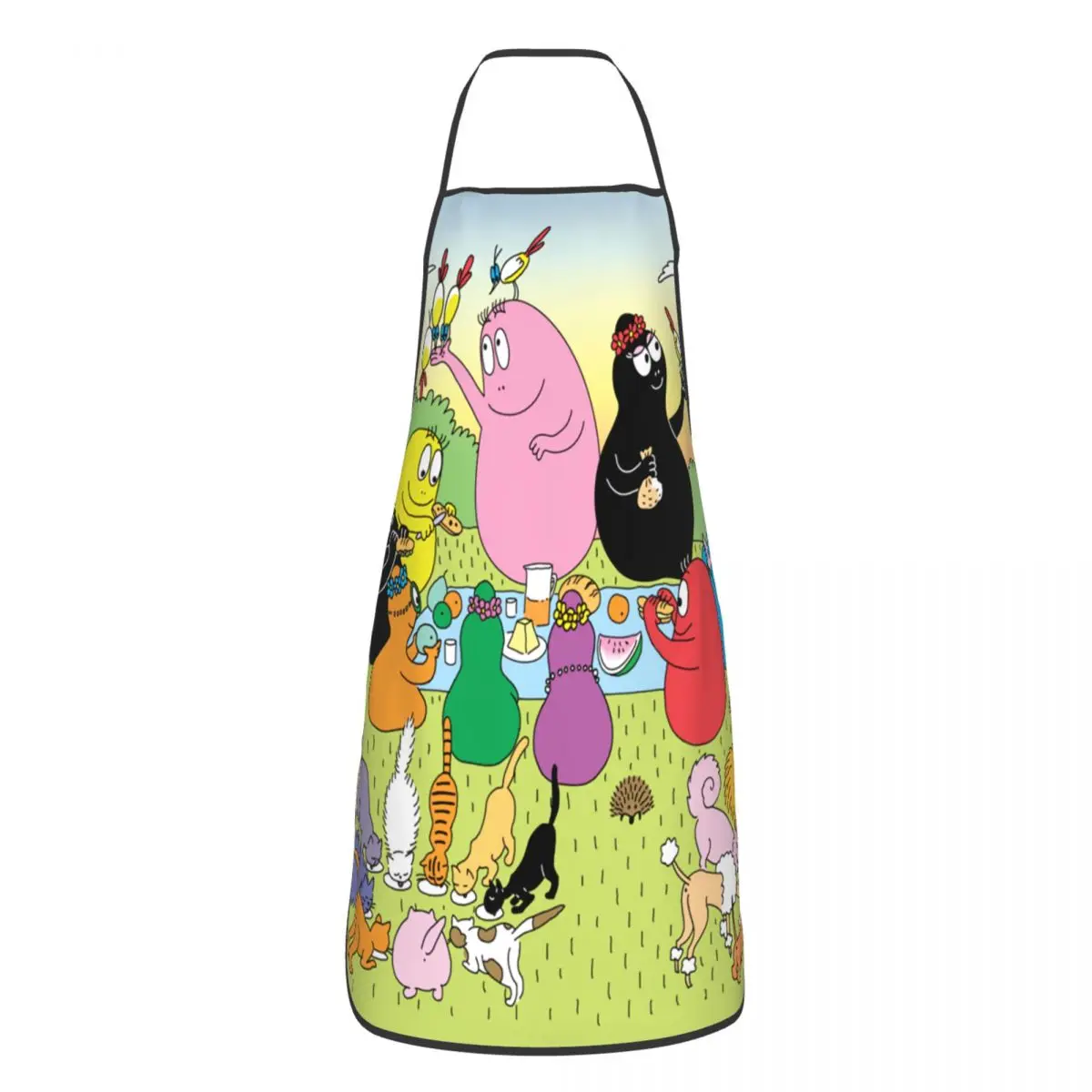 

Фартук для счастливого пикника barbapпа для женщин и мужчин, унисекс, слюнявчик, Кухонный Фартук для приготовления анимации, кухня, шеф-повар, с...