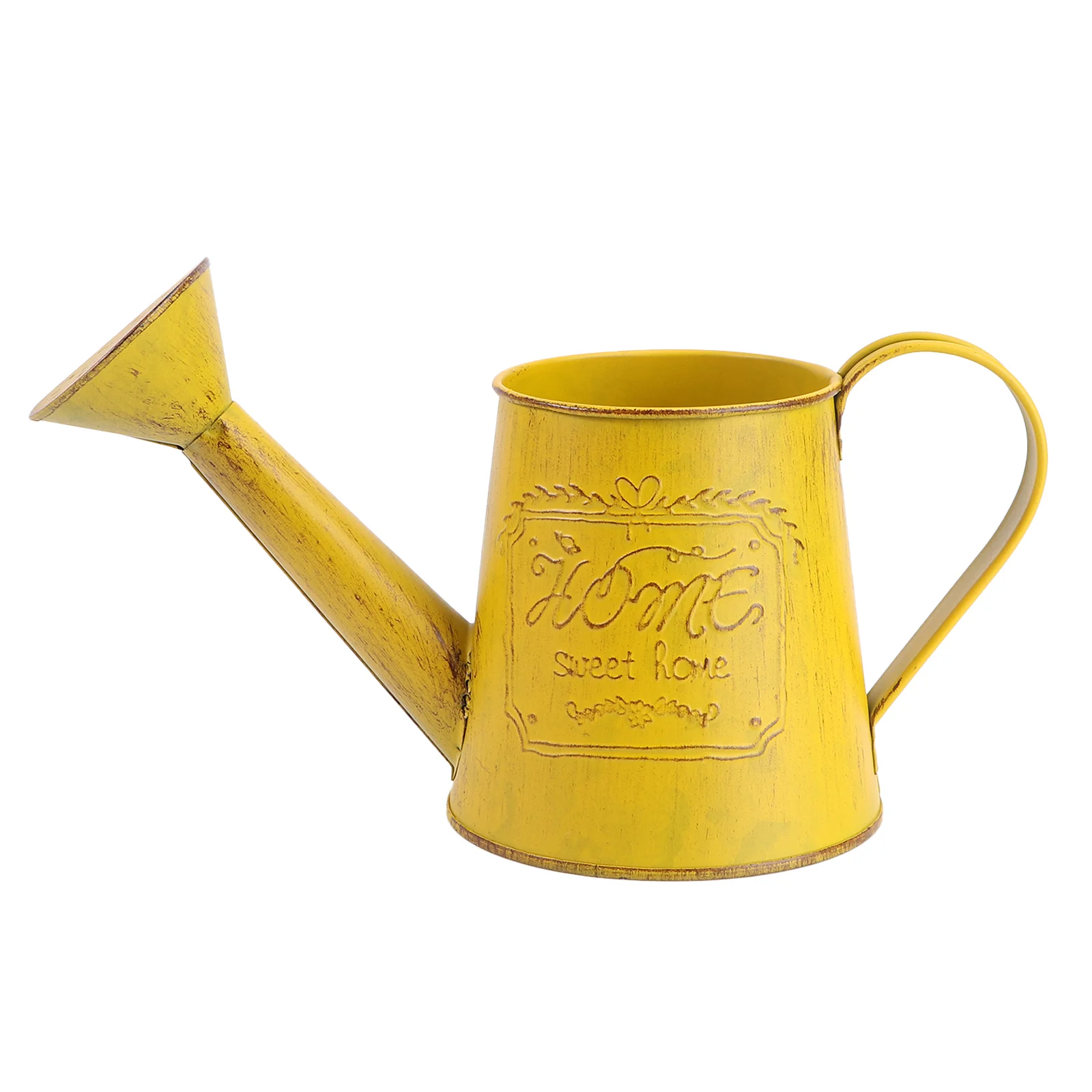 

Metal Pitcher Iron Flower Pot Retro Flowerpot Balcony Decorate 22x12cm Yellow Wrought Child