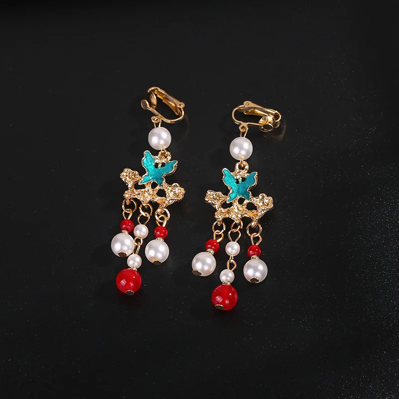 Винтажная заколка Hanfu с кисточками для косплея женский красный цветочный