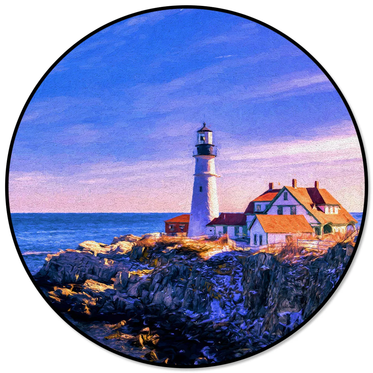 

Lighthouse Oil Painting Circle Rug Area Rug Large Carpets For Bed Room Rugs And Carpets For Home Living Room Bedroom Decor
