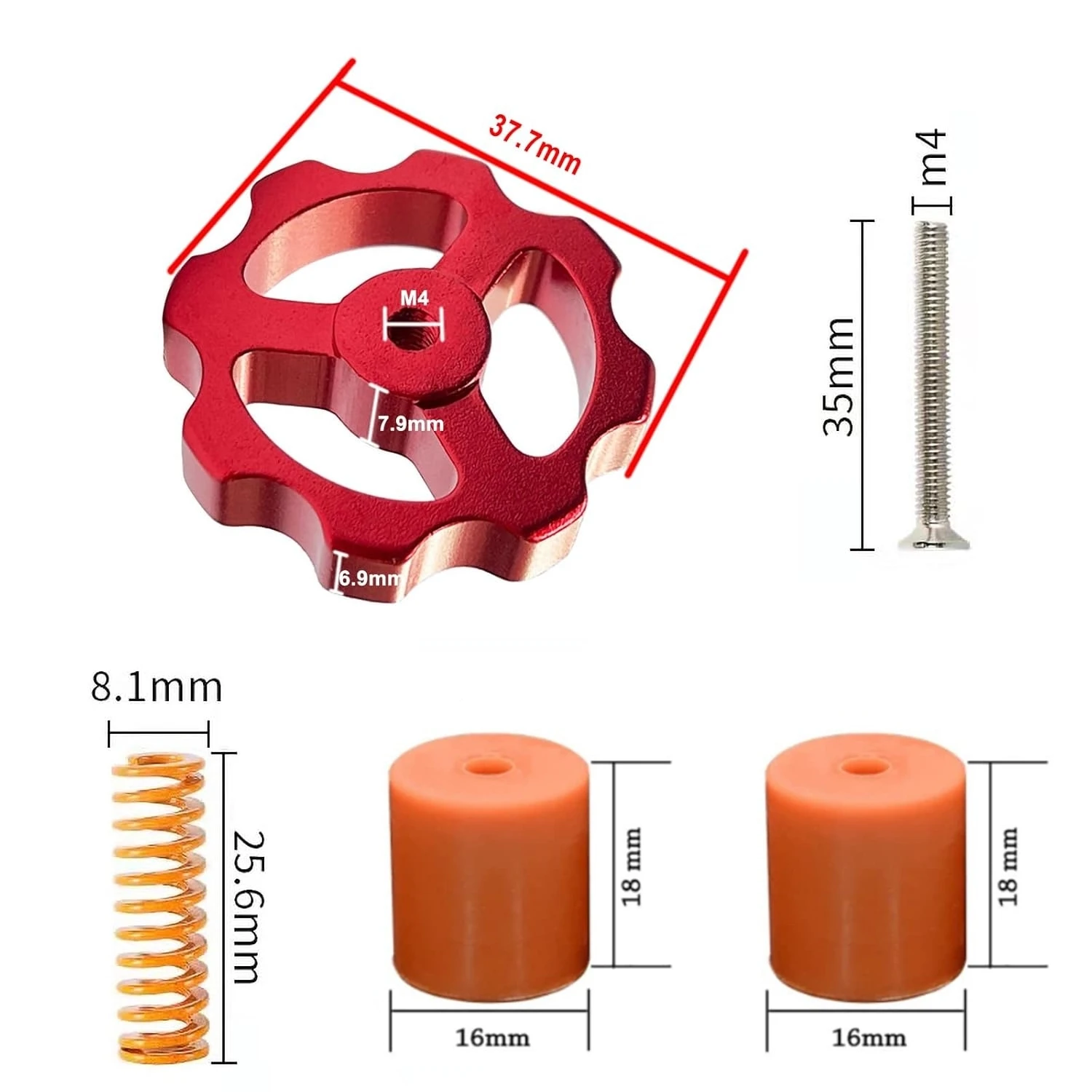 4 шт. комплекты гаек для выравнивания горячей кровати 3D-принтера запасные части