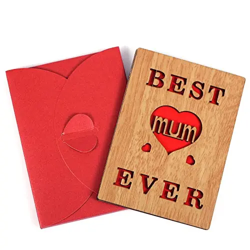 

Universal Wooden Card For Mom, Wooden Best Mum Ever Wooden Card Gift For Mom Birthday Mother's Day Handmade Greeting Card