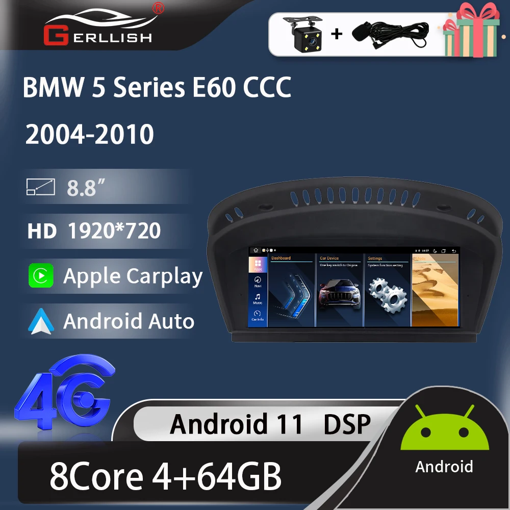 

8.8" Wireless Apple CarPlay Android Auto Car Video Player Multimedia for BMW E60 CCC Head Unit Rear Touch Screen