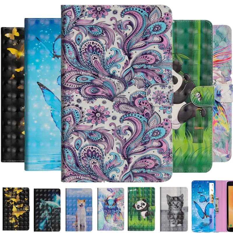 

New Wallet Case For Samsung Galaxy Tab E 8.0 T377 T377V tpu leather 3D Vision Cartoon Pattern Smart Flip stand tablet Protector