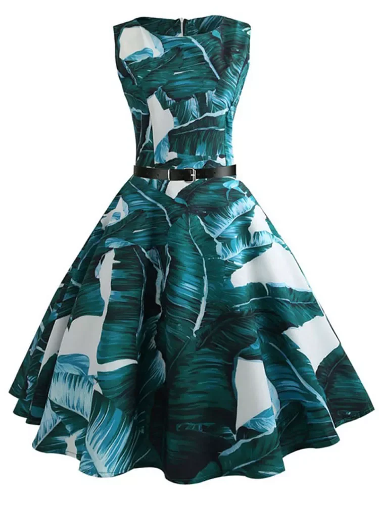 

Женское винтажное платье миди с цветочным принтом, синее платье с пышной юбкой качели, туника для плявечерние и отдыха на лето 2019