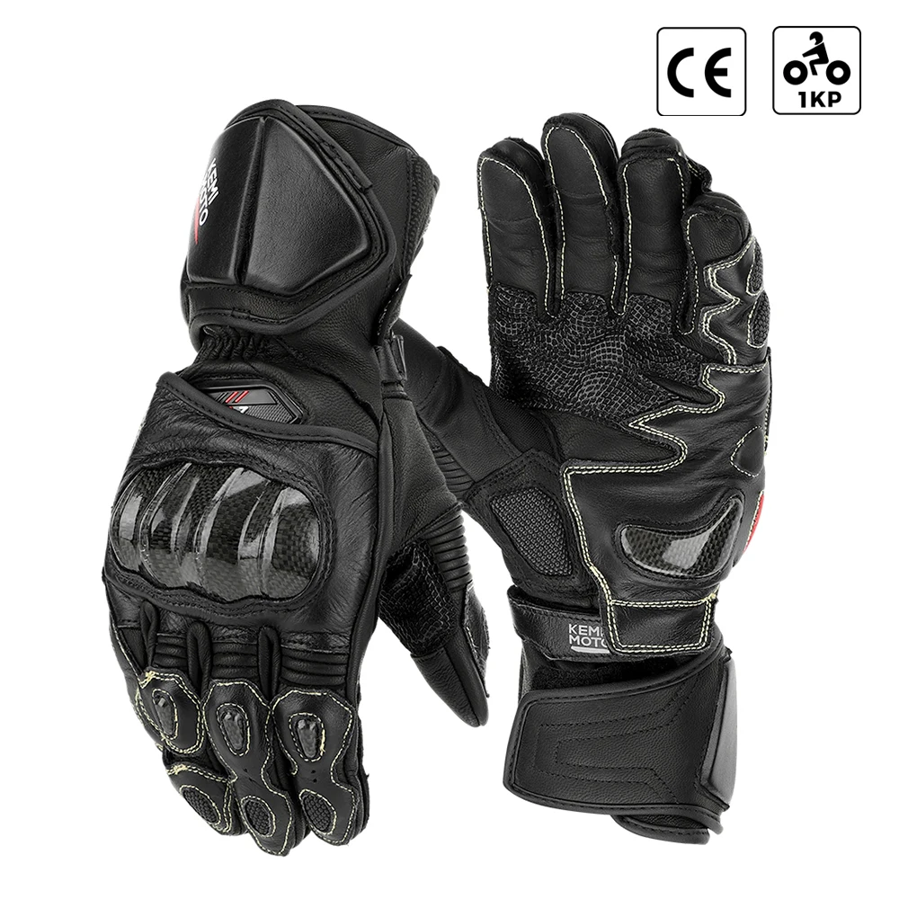

KEMIMOTO кожаные мотоциклетные перчатки, осенние гоночные перчатки с длинными манжетами, летние кевларовые перчатки для защиты суставов, мотоперчатки для мужчин, профессиональные