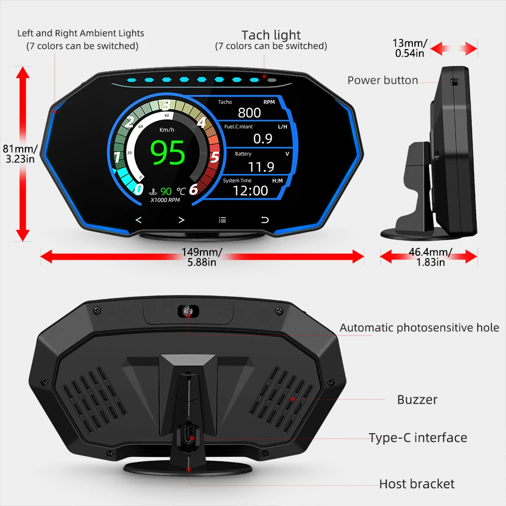 Автомобильный дисплей на голову с интерфейсом OBD2/EUOBD прибор для измерения