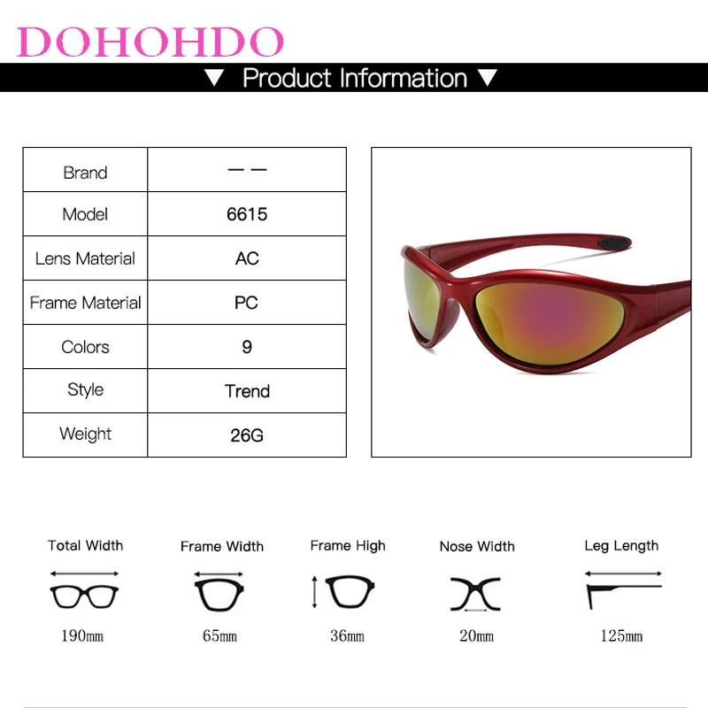 DOHOHDO новые ретро Y2K кошачий глаз уличные модные спортивные солнцезащитные очки