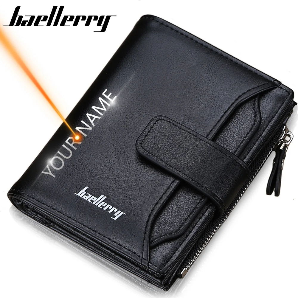 

2020 Name Engraving Men Wallets Short PU Leather Quality New Male Purse Vintage Card Holder Brand Wallet For Men Carteria