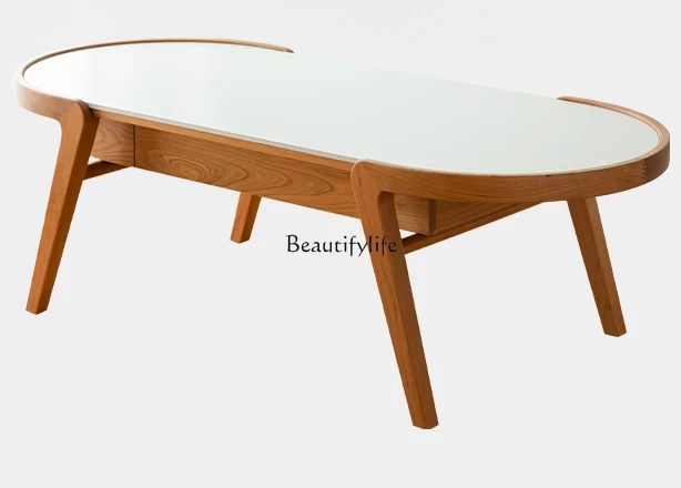 Кремовый стиль овальная каменная тарелка из цельного дерева чайный столик