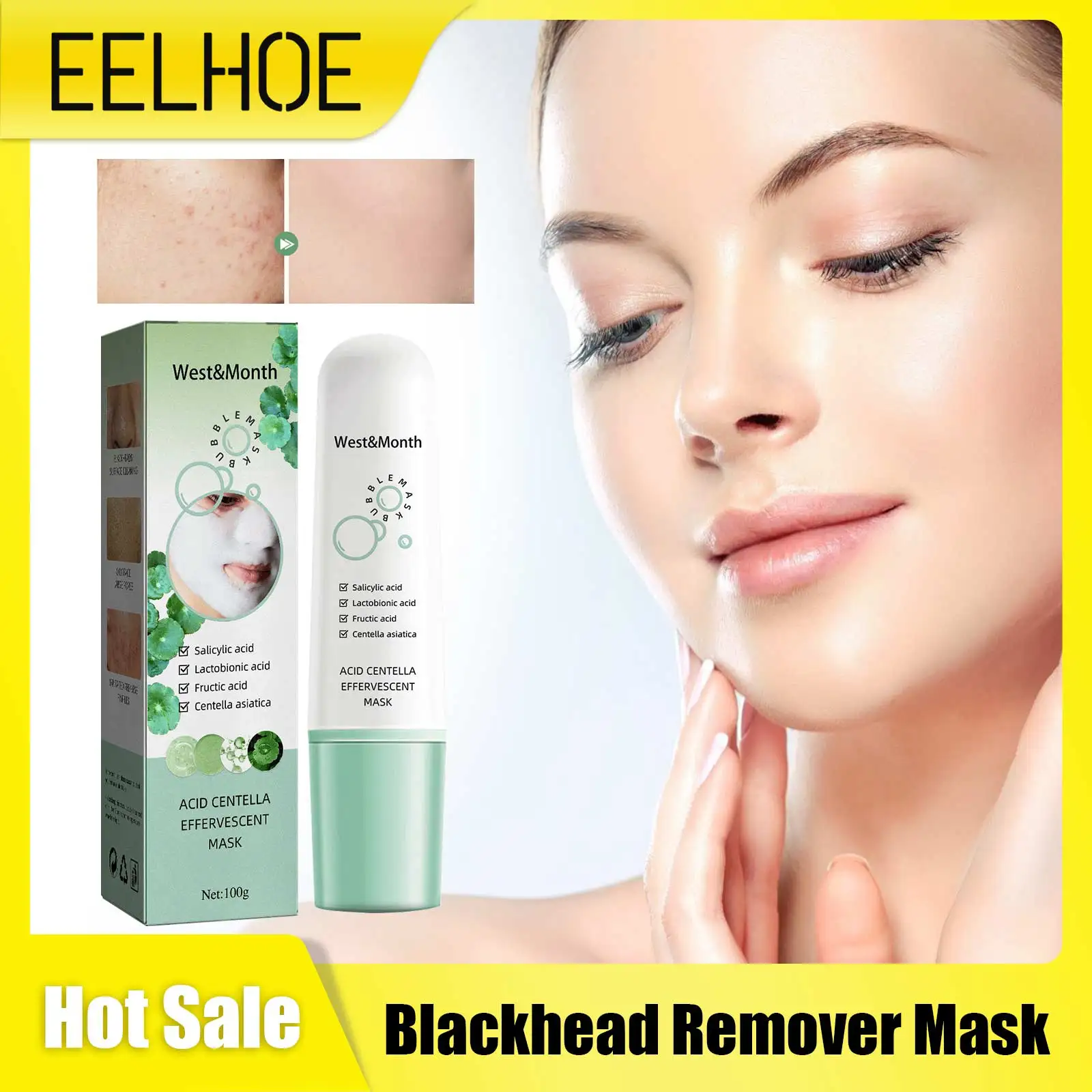 

Remove Blackheads Mask Centella Asiatica Acne Treatment Moisturizing Brighten Skin Pores Shrink Clean Small Bubble Facial Mask