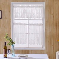 1pc embroidered lace short curtain translucent window curtains breathable tulle european style kitchen coffee shop curtains