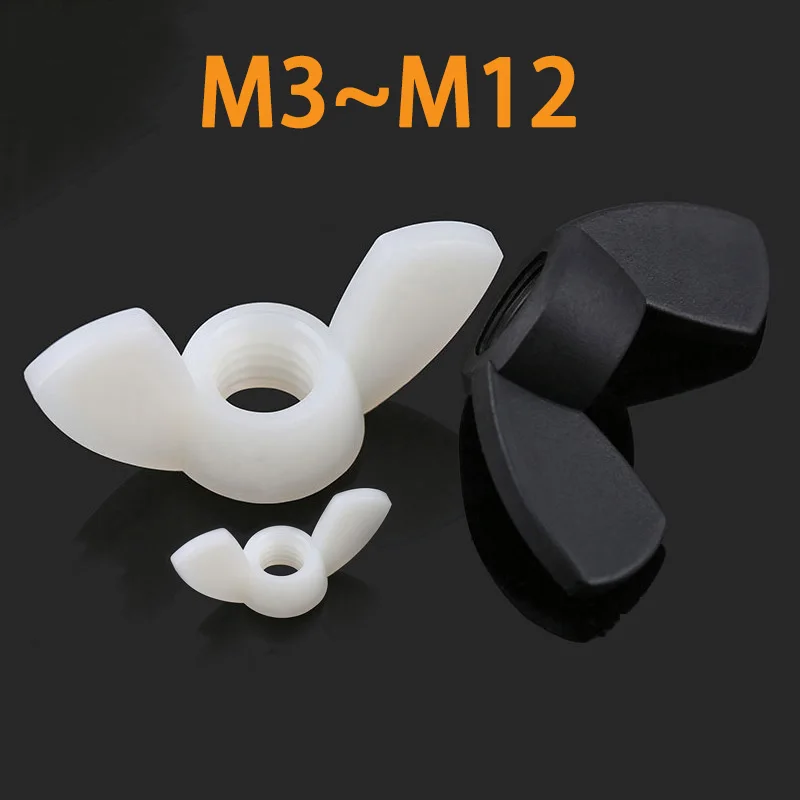 

Black White Nylon Wing Nut Hand Tighten Black And White Nylon Nut Wingnut Butterfly Nut Ingot Plastic Wing Nuts M3M4M5M6M8M10M12