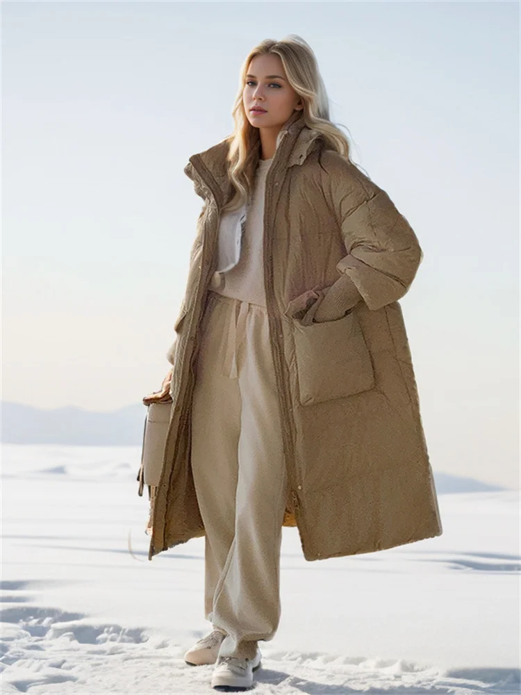 Женские пуховики зимние новые длинные и стильные большие теплые свободные