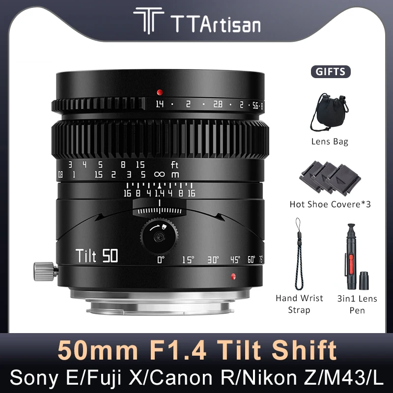 TTartisan 50mm F1.4 Full Frame Tilt-Shift Camera Lens for Pa