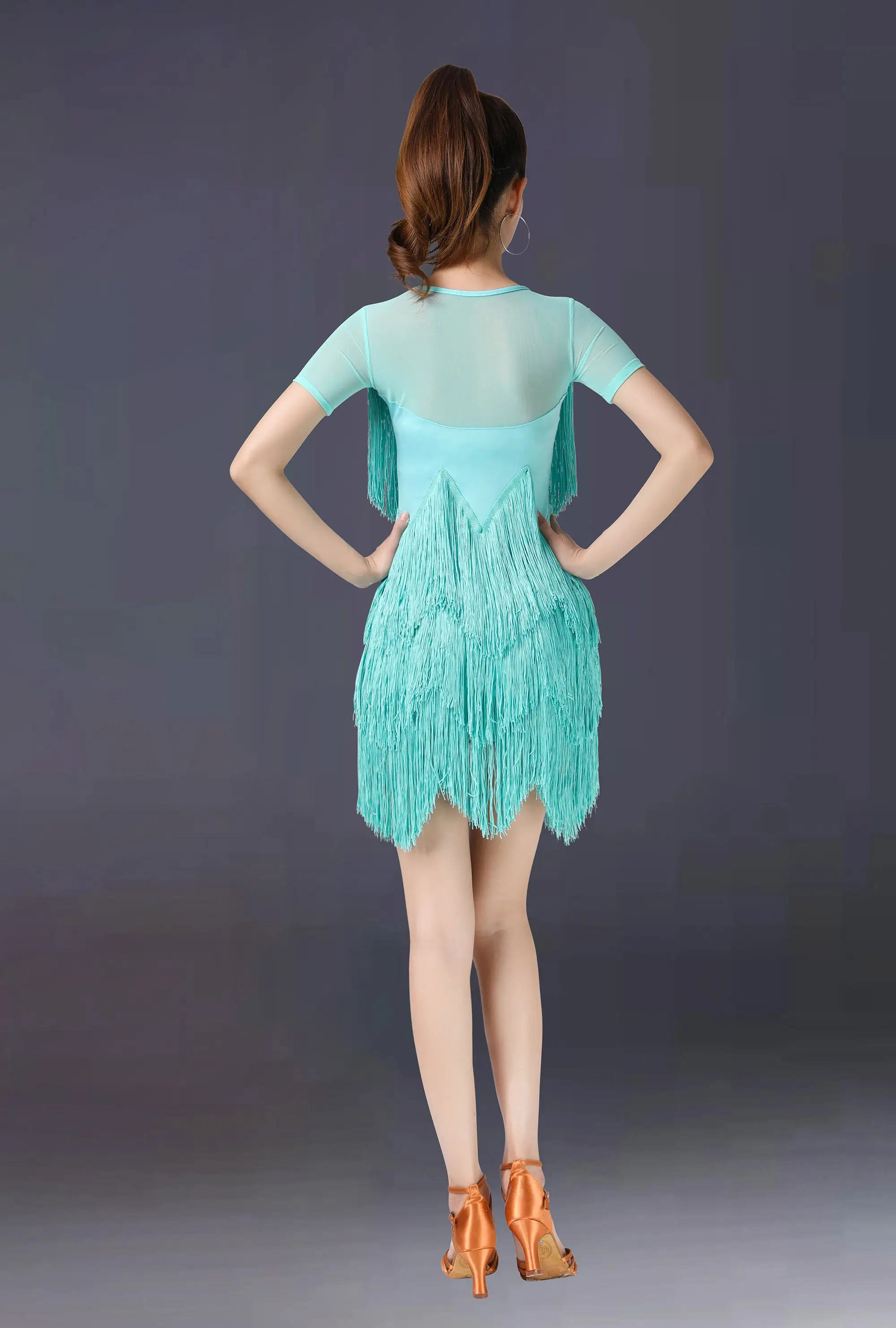 Женский костюм для латиноамериканских танцев соблазнительное платье с бахромой