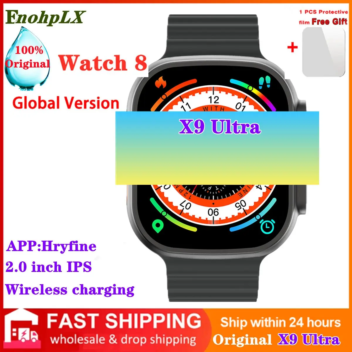 Смарт-часы X9 для мужчин и женщин, Беспроводная зарядка, Bluetooth, Диагональ экрана 2,0 дюйма