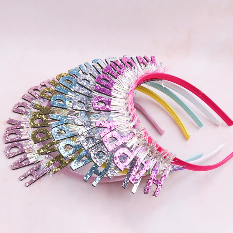 

Glitter HAPPY BIRTHDAY Sequin Headband Birthday Decoration Birthday Party Decorations Kids Adult Girl Pink Silver Blue Headbands