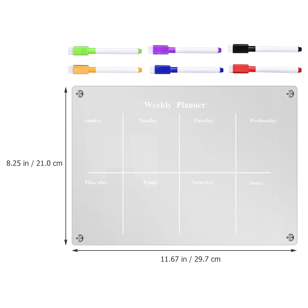 

Magnetic Transparent Whiteboard Clear Blank Dry Erase Writing Fridge Calendar Schedule Planning