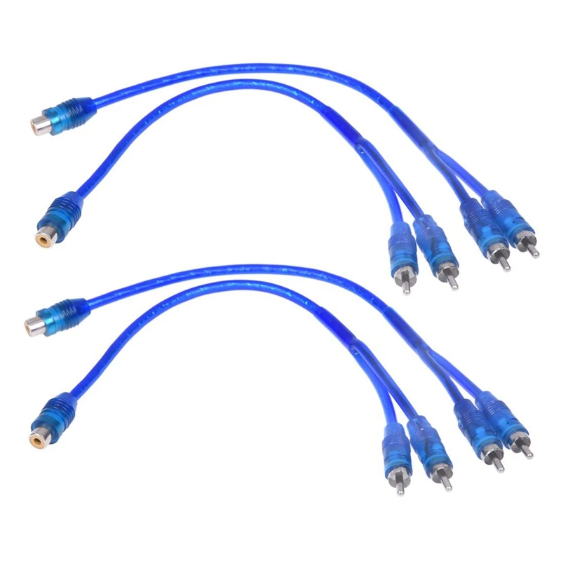 

Car Audio RCA Female To 2 RCA Male Splitter Adapter Cable Wire Dark Blue 4 Pcs