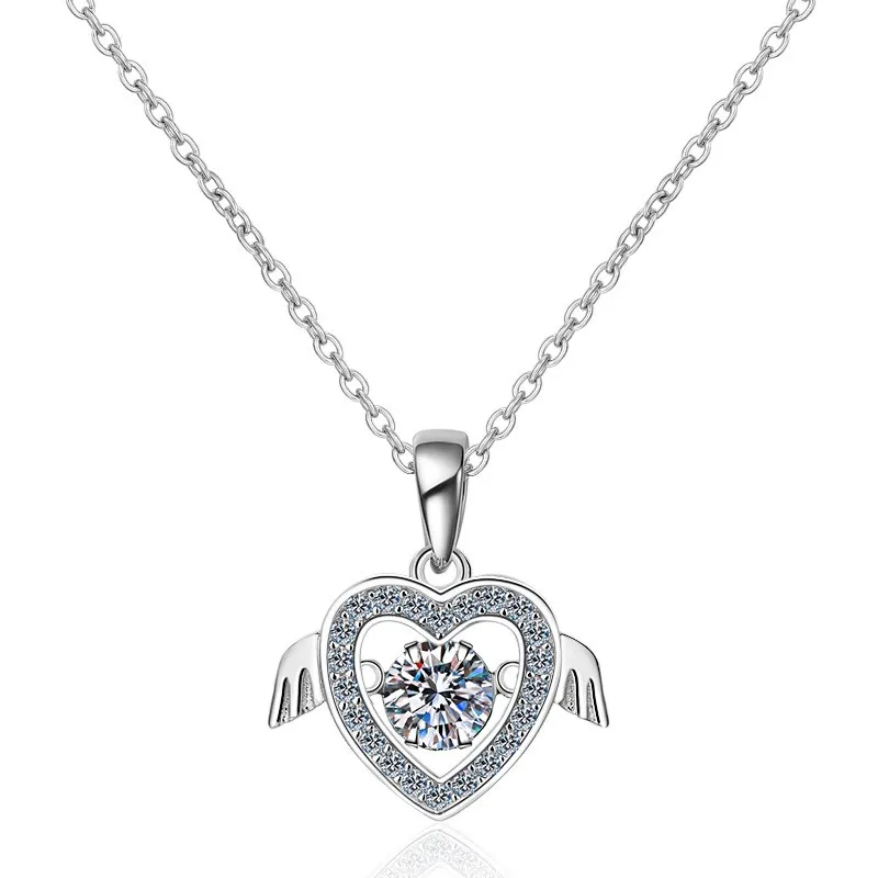 

AZ107-X Lefei Fashion Trend Luxury Classic 0.5Ct Moissanite Nimble Angle Heart Necklace For Women 925 Silver Party Charm Jewelry