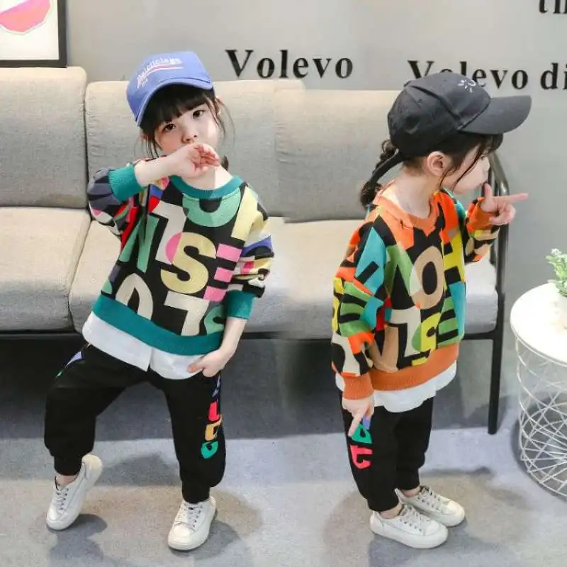 

Весенне-осенние хлопковые костюмы для мальчиков, Повседневная Новая Спортивная одежда для маленьких красивых мальчиков, модная одежда, под...