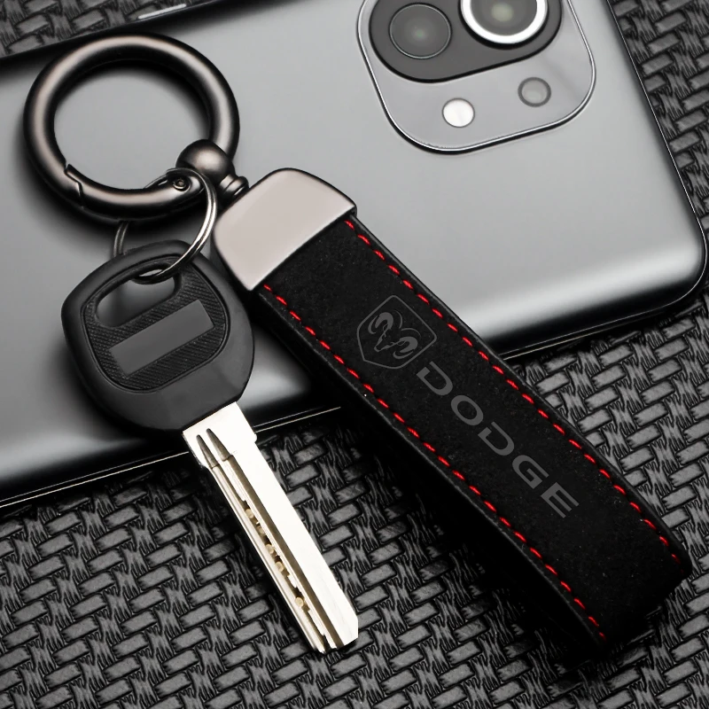 

Alloy Suede Leather Car Keychain Men Gift Auto Key Ring Interior Accessories For Dodge Charger Nitro Challenger Avenger Ram 1500